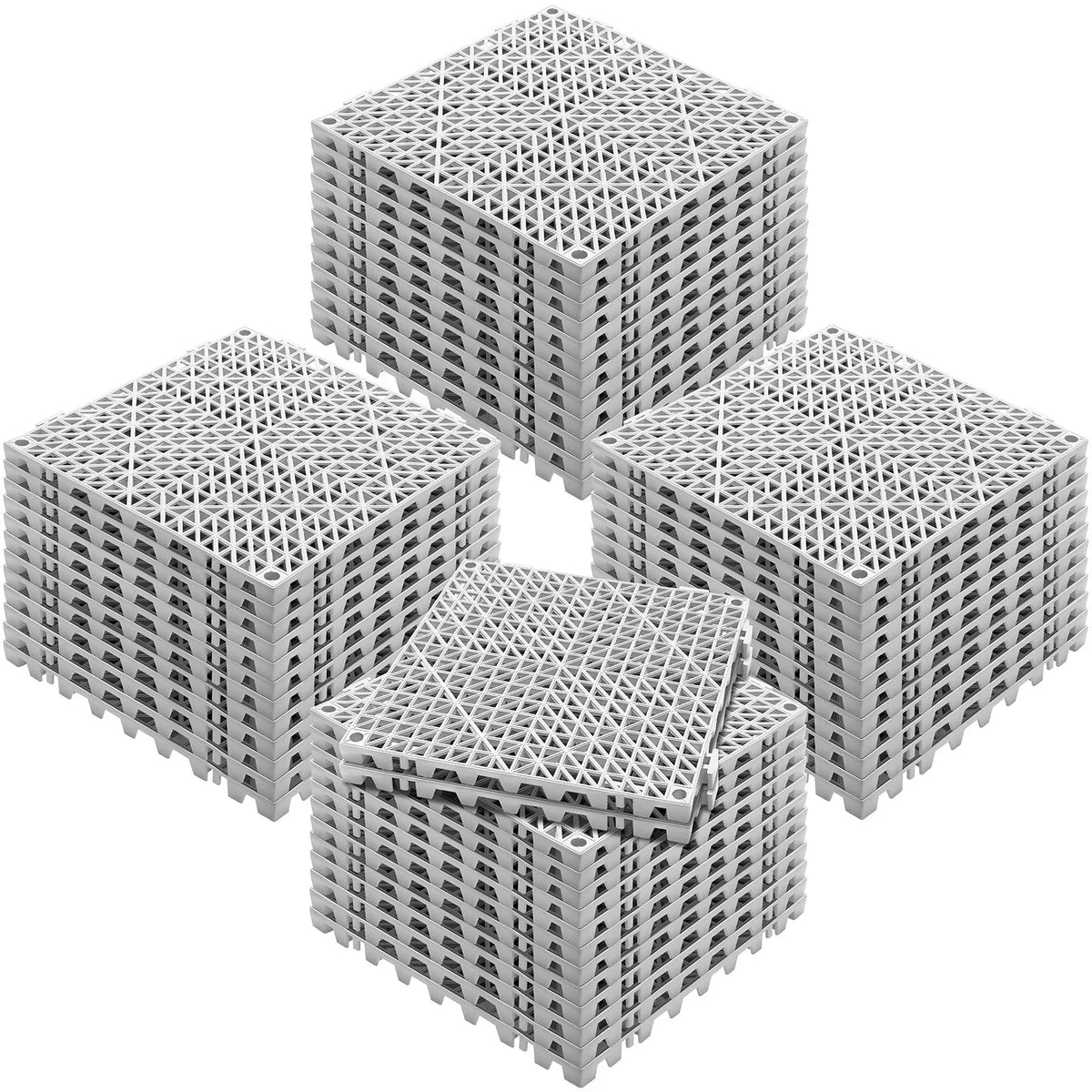 VEVOR Interlocking Tile 50PCS Gray, Drainage Tiles 12" x 12" Splicing, Soft PVC Interlocking Drainage Floor Tiles, Non-Slip Drainage Holes for Restroom, Bathroom, Kitchen, Pool, Wet Areas - View 8