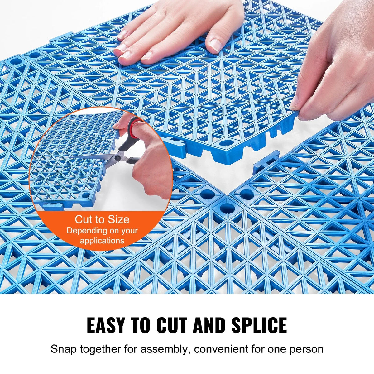 VEVOR Interlocking Tile 55PCS Blue, Drainage Tiles 12" x 12" Splicing, Soft PVC Interlocking Drainage Floor Tiles, Non-Slip Drainage Holes for Restroom, Bathroom, Kitchen, Pool, Wet Areas, Blue - View 3