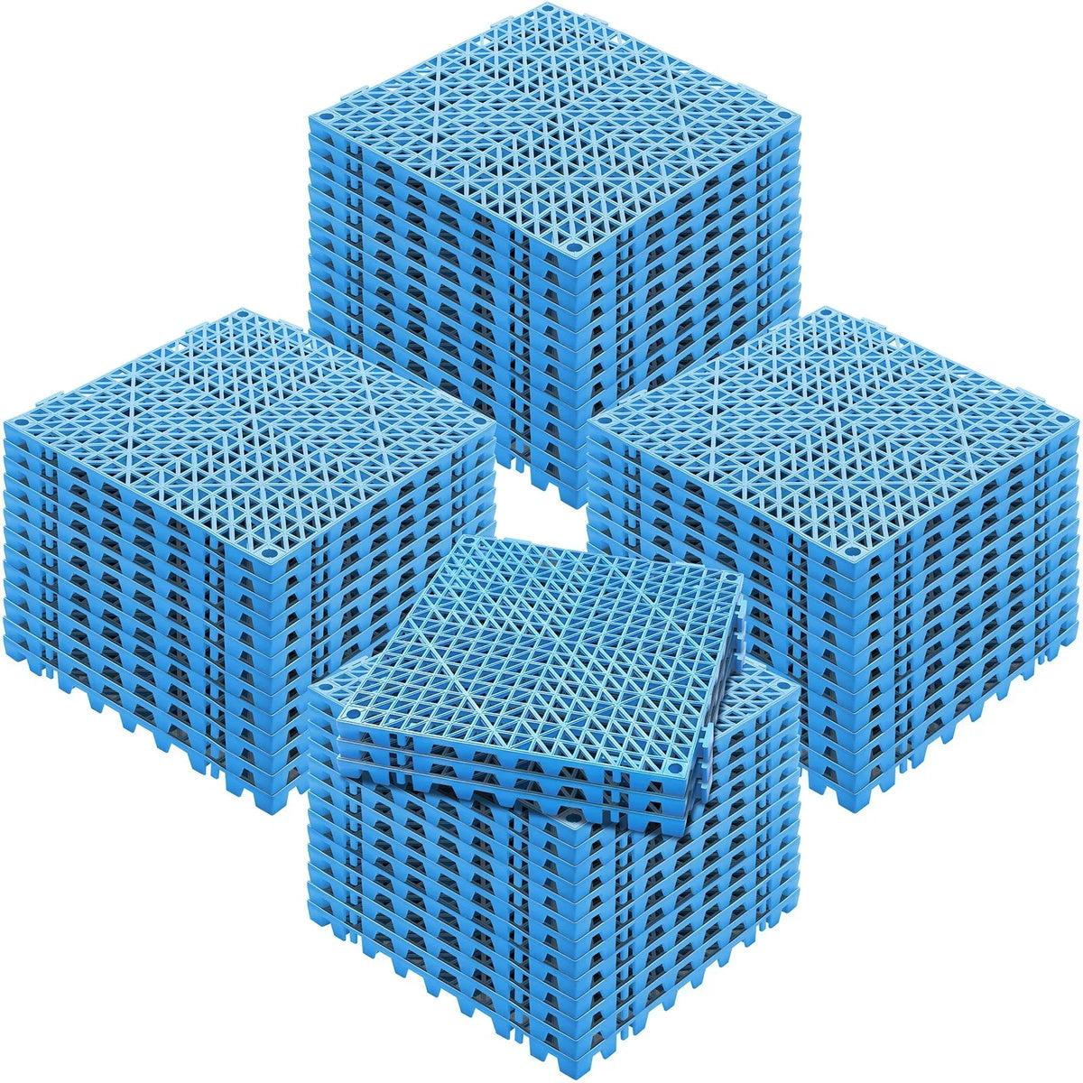VEVOR Interlocking Tile 55PCS Blue, Drainage Tiles 12" x 12" Splicing, Soft PVC Interlocking Drainage Floor Tiles, Non-Slip Drainage Holes for Restroom, Bathroom, Kitchen, Pool, Wet Areas, Blue - View 8