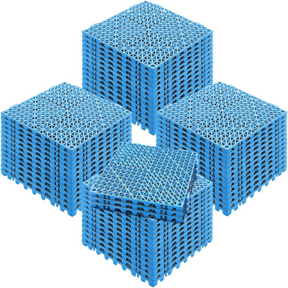 VEVOR Interlocking Tile 55PCS Blue, Drainage Tiles 12" x 12" Splicing, Soft PVC Interlocking Drainage Floor Tiles, Non-Slip Drainage Holes for Restroom, Bathroom, Kitchen, Pool, Wet Areas, Blue - View 8