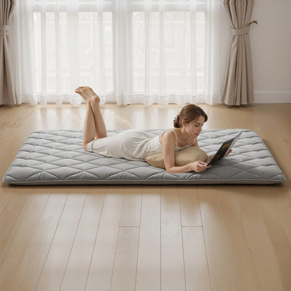VEVOR Japanese Tatami Mat, Full Size Foldable Japanese Tatami Mattress, Futon Mattress with Storage Bag & Fastener, 9-Layer Floor Mat for Sleeping, Dormitory, Meditation, Yoga, 80 x 54 x 3.5 in, Gray - View 7