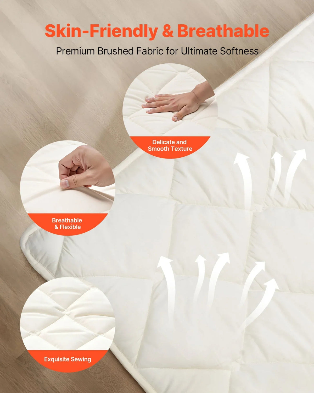 VEVOR Japanese Tatami Mat, Queen Size Foldable Japanese Tatami Mattress, Futon Mattress with Storage Bag & Fastener, 9-Layer Floor Mat for Sleeping, Dormitory, Meditation, Yoga, 80 x 60 x 2.5 in, White - View 3