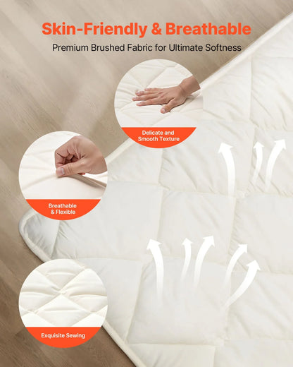 VEVOR Japanese Tatami Mat, Queen Size Foldable Japanese Tatami Mattress, Futon Mattress with Storage Bag & Fastener, 9-Layer Floor Mat for Sleeping, Dormitory, Meditation, Yoga, 80 x 60 x 2.5 in, White - View 3