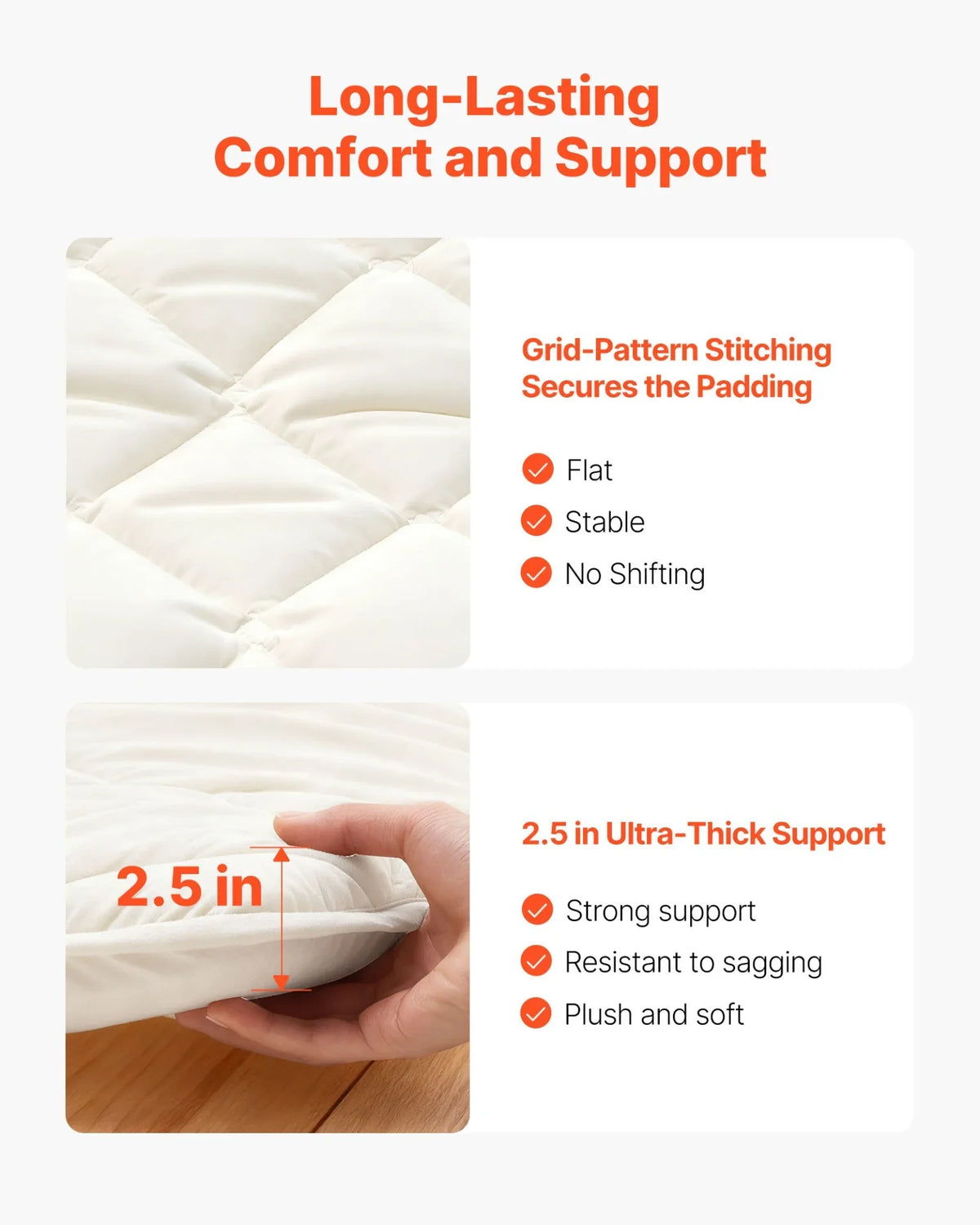 VEVOR Japanese Tatami Mat, Queen Size Foldable Japanese Tatami Mattress, Futon Mattress with Storage Bag & Fastener, 9-Layer Floor Mat for Sleeping, Dormitory, Meditation, Yoga, 80 x 60 x 2.5 in, White - View 4