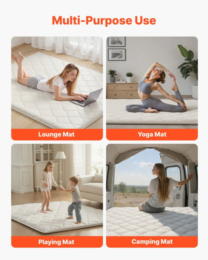 VEVOR Japanese Tatami Mat, Queen Size Foldable Japanese Tatami Mattress, Futon Mattress with Storage Bag & Fastener, 9-Layer Floor Mat for Sleeping, Dormitory, Meditation, Yoga, 80 x 60 x 2.5 in, White - View 6