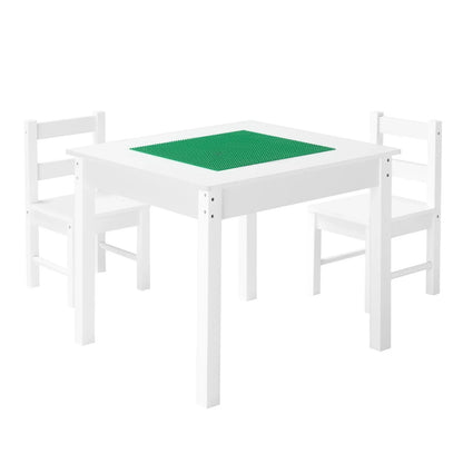 VEVOR Kids Activity Table and 2 Chairs Set, Building Blocks Double-Sided Tabletop, Toddler Table and Chair Set with Storage for Kids 3+ Years, Large Storage Space, Present for Boys & Girls, White - View 10