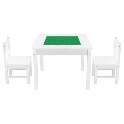 VEVOR Kids Activity Table and 2 Chairs Set, Building Blocks Double-Sided Tabletop, Toddler Table and Chair Set with Storage for Kids 3+ Years, Large Storage Space, Present for Boys & Girls, White - View 9