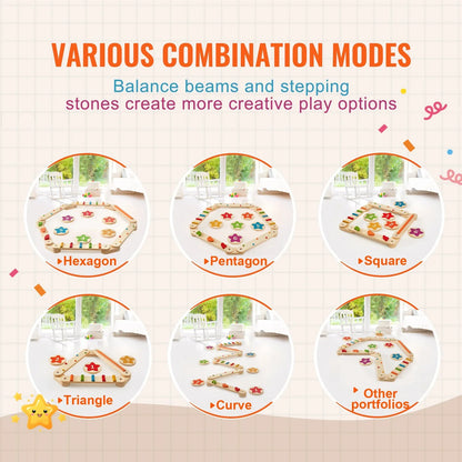 VEVOR Kids Balance Beam Stepping Stones Gym Obstacle Children Balance Board 6PCS - View 5