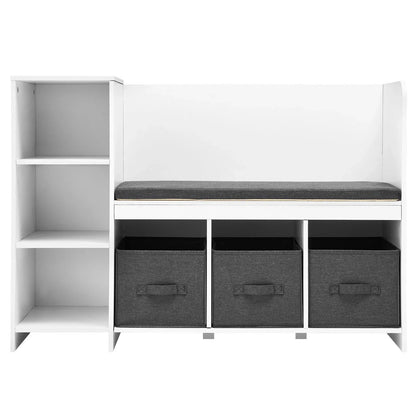 VEVOR Kids Reading Nook Bench, Toddler Bookshelf and Bookcase with Detachable Seat Cushion, 6-Cubby Storage Organizer Bench with 3 Drawers, Ideal for Playroom, Bedroom, Living Room or Entryway, White - View 10