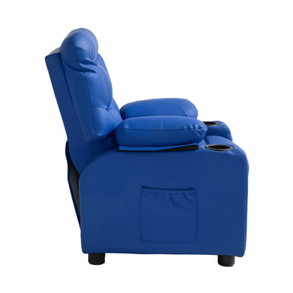 VEVOR Kids Reclining Chair, Toddler Recliner with 2 Cup Holders and 4 Pockets, 107° to 126° Adjustable Back, Easy-to-Clean PU Leather Recliner Couch with Footrest, for Boys, Girls & Children (Blue) - View 9