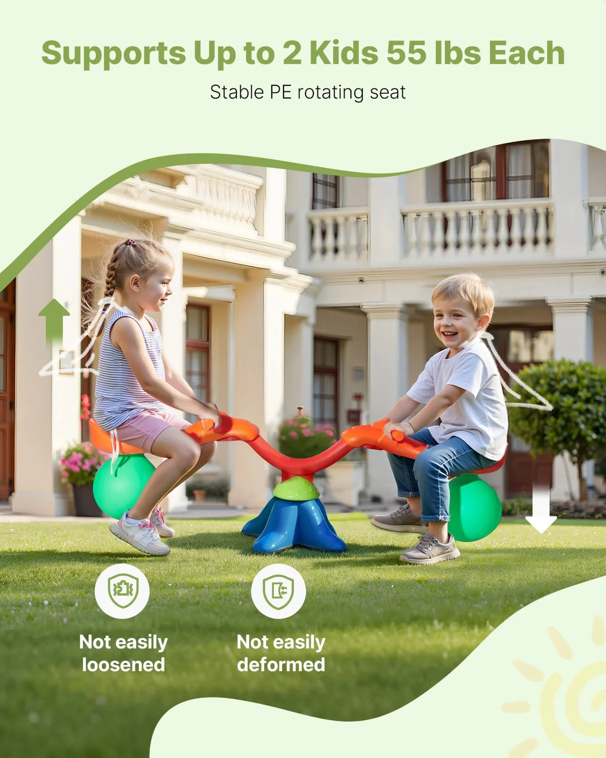 VEVOR Kids Seesaw 55 lbs Capacity 360 Degrees Rotating Teeter Totter Aged 3+ - View 2