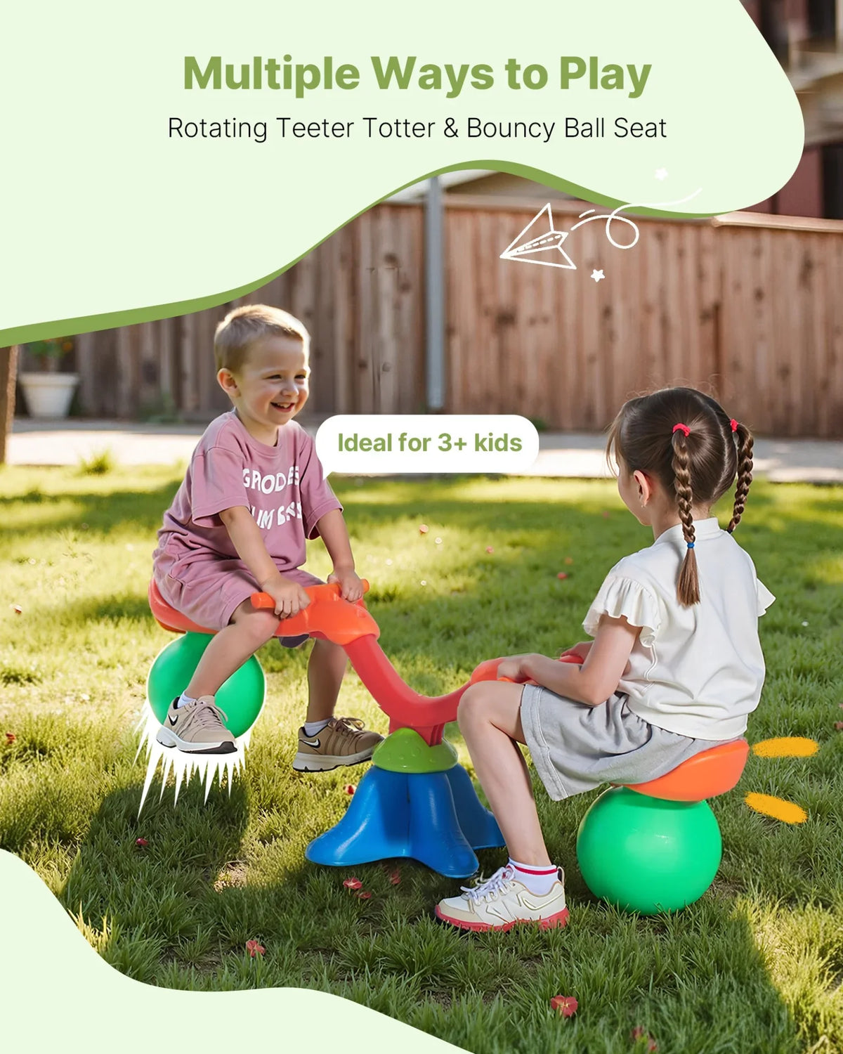 VEVOR Kids Seesaw 55 lbs Capacity 360 Degrees Rotating Teeter Totter Aged 3+ - View 4
