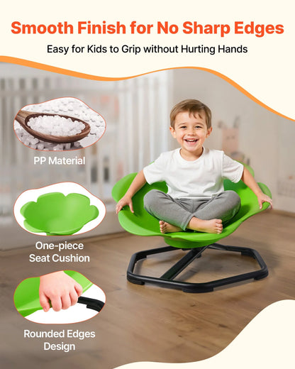 VEVOR Kids Swivel Chair, 220 lbs Capacity, Cylinder Shape Sensory Spinning Chair, Autistic Kids Sensory Toy Seat with Non-Slip Metal Base, Toddler Sit & Spin Seat for Coordination Balance Focus, Green - View 4