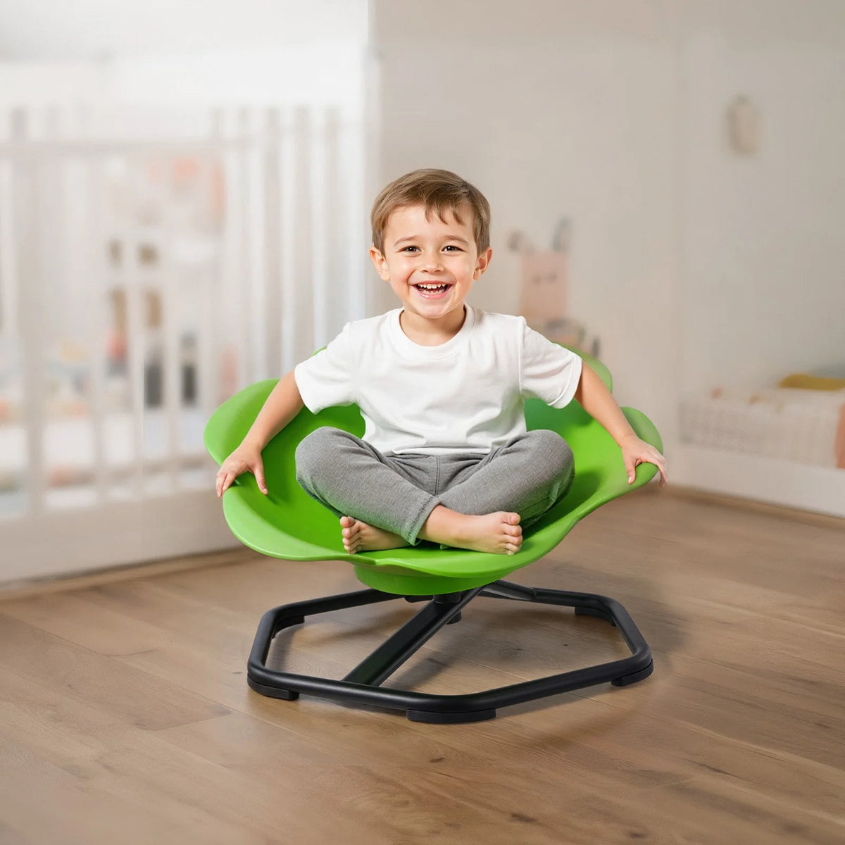 VEVOR Kids Swivel Chair, 220 lbs Capacity, Cylinder Shape Sensory Spinning Chair, Autistic Kids Sensory Toy Seat with Non-Slip Metal Base, Toddler Sit & Spin Seat for Coordination Balance Focus, Green - View 7