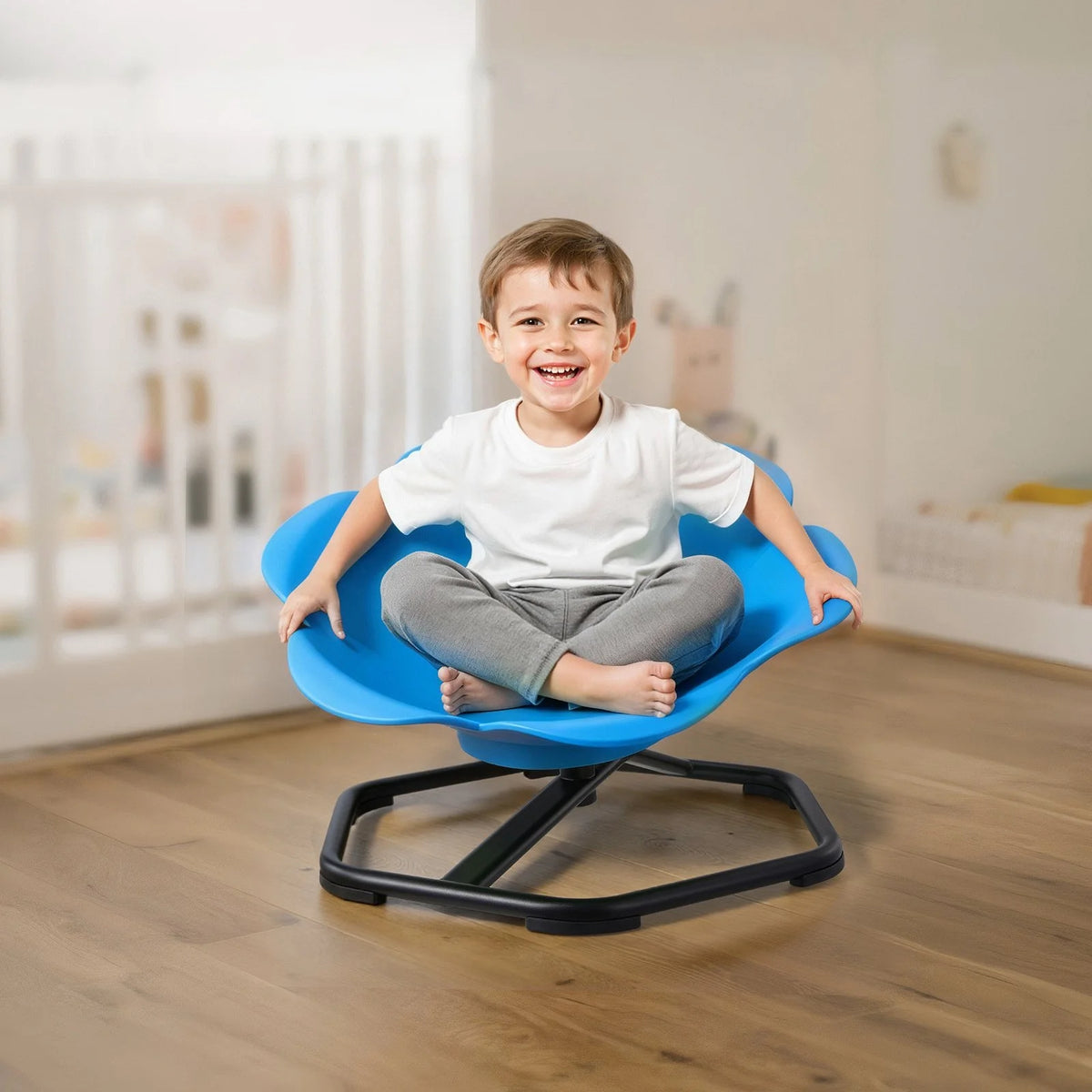 VEVOR Kids Swivel Chair, 220 lbs Capacity, Cylinder Shape Sensory Spinning Chair, Autistic Kids Sensory Toy Seat with Non-Slip Metal Base, Toddler Sit & Spin Seat for Coordination Balance Focus, Blue - View 7