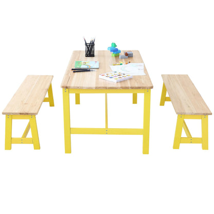 VEVOR Kids Table and Bench Set, Toddler Table and Chair Set of 3, Wood Activity Table for Art, Craft, Reading, Learning - View 10
