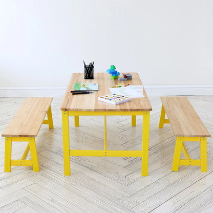 VEVOR Kids Table and Bench Set, Toddler Table and Chair Set of 3, Wood Activity Table for Art, Craft, Reading, Learning - View 8
