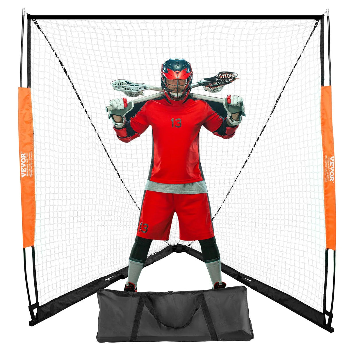 VEVOR Lacrosse Goal, 6' x 6' Lacrosse Net, Portable Lacrosse Goal with Carry Bag, Fiberglass Rod Backyard Lacrosse Training Equipment, Easy Setup Collegiate Goal, Perfect for Youth Adult Training - View 10