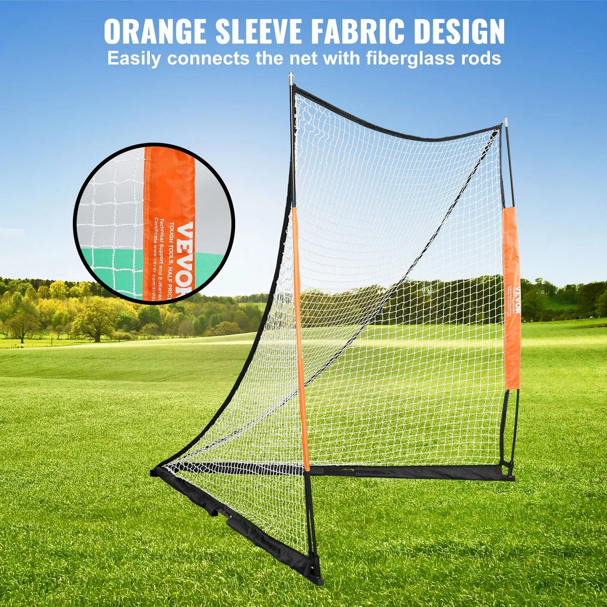 VEVOR Lacrosse Goal, 6' x 6' Lacrosse Net, Portable Lacrosse Goal with Carry Bag, Fiberglass Rod Backyard Lacrosse Training Equipment, Easy Setup Collegiate Goal, Perfect for Youth Adult Training - View 3
