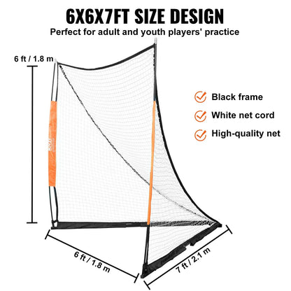 VEVOR Lacrosse Goal, 6' x 6' Lacrosse Net, Portable Lacrosse Goal with Carry Bag, Fiberglass Rod Backyard Lacrosse Training Equipment, Easy Setup Collegiate Goal, Perfect for Youth Adult Training - View 5