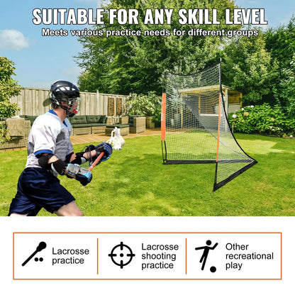 VEVOR Lacrosse Goal, 6' x 6' Lacrosse Net, Portable Lacrosse Goal with Carry Bag, Fiberglass Rod Backyard Lacrosse Training Equipment, Easy Setup Collegiate Goal, Perfect for Youth Adult Training - View 6