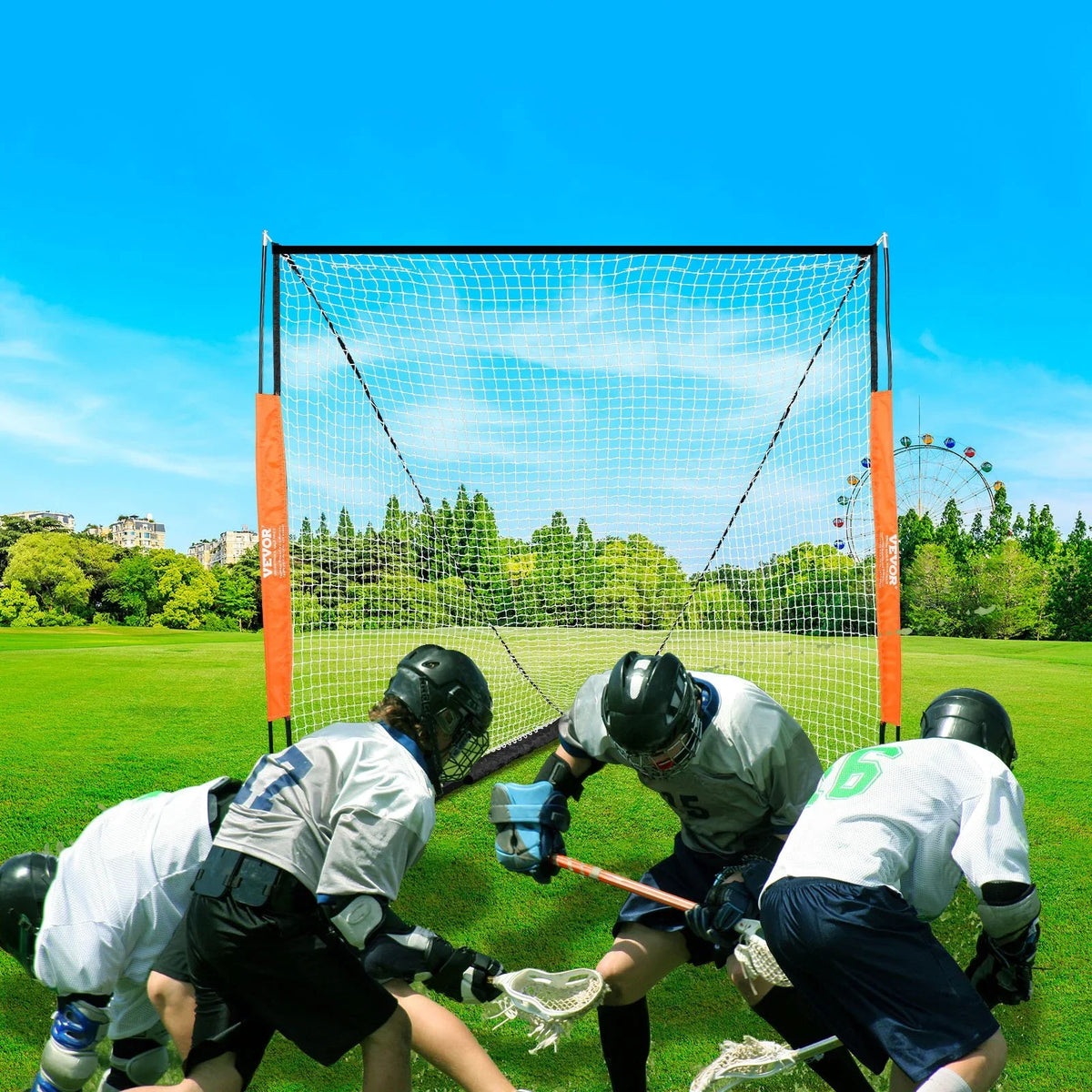 VEVOR Lacrosse Goal, 6' x 6' Lacrosse Net, Portable Lacrosse Goal with Carry Bag, Fiberglass Rod Backyard Lacrosse Training Equipment, Easy Setup Collegiate Goal, Perfect for Youth Adult Training - View 8