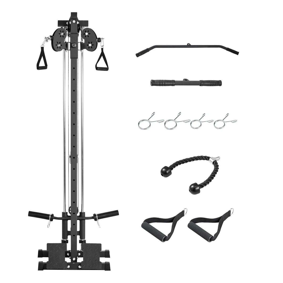 VEVOR LAT Pull Down Machine, 3-in-1 Row Cable Machine, Cable Machines Home Gym with 18-Level Height Adjustment, Wall-Mount Design, Load 500 lbs Lat Tower for Full-Body Workouts, Single-Arm Training - View 8
