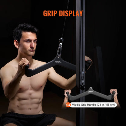 VEVOR LAT Pulldown Attachment, Cable Machine Rowing V-bar Attachment, Tricep Pull Down Bar, Back Strength Training Rubber Coated Handle Grip, Bicep Curl Tricep Lat Pulldown Bar for Home Gym Fitness - View 4