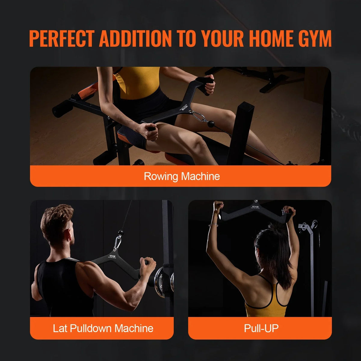 VEVOR LAT Pulldown Attachment, Cable Machine Rowing V-bar Attachment, Tricep Pull Down Bar, Back Strength Training Rubber Coated Handle Grip, Bicep Curl Tricep Lat Pulldown Bar for Home Gym Fitness - View 6