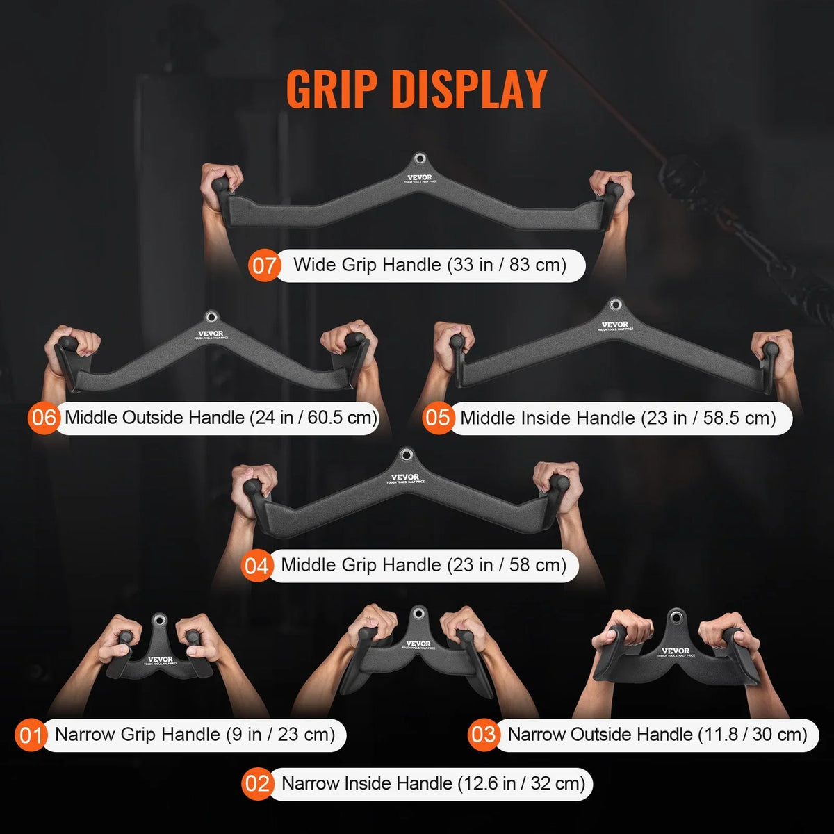VEVOR LAT Pulldown Bar Handle Attachment V-bar T-bar Cable Machine for Home Gym - View 4