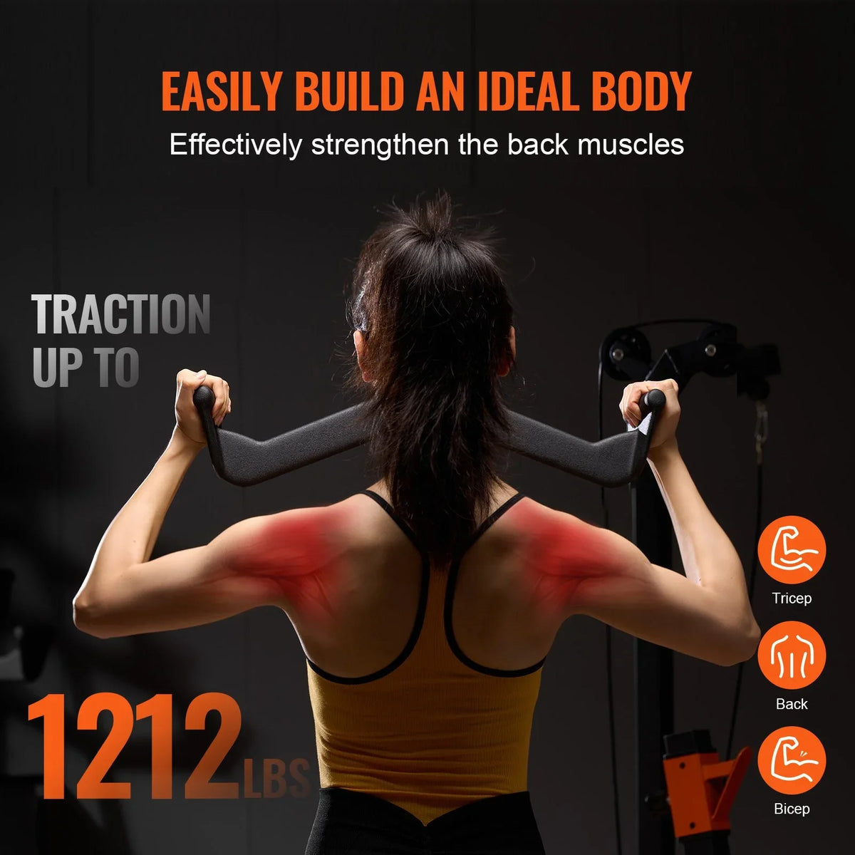 VEVOR LAT Pulldown Bar Handle Attachment V-bar T-bar Cable Machine for Home Gym - View 5