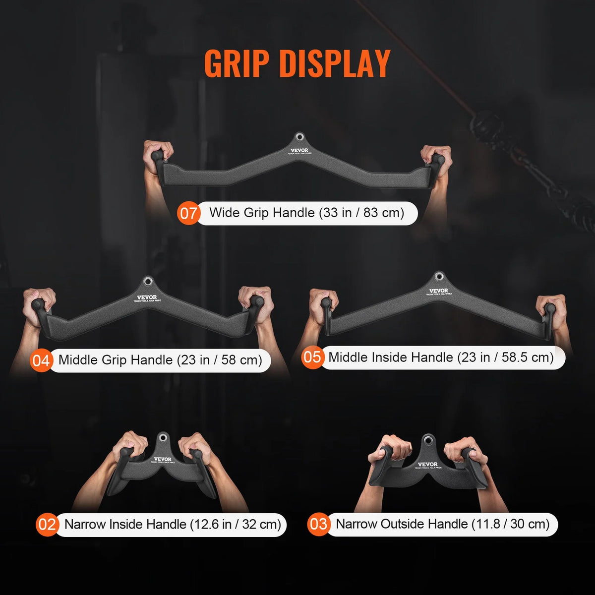 VEVOR LAT Pulldown Bar Handle Attachment V-bar T-bar Cable Machine for Home Gym - View 5