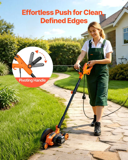 VEVOR Lawn Edger, 8-inch Blade Length, 12 Amp Electric Edger Lawn Tool, 4000 RPM, with 3-Position Blade Depth, 65 Mn, Pivoting Handle, Dual Wheels, for Lawns, Driveways, Yards, and Sidewalk Edges