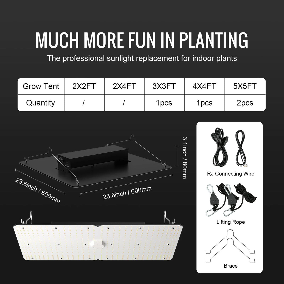 VEVOR LED Grow Light, 400W Full Spectrum Dimmable, High Yield Samsung 2B1B Diodes Growing Lamp for Indoor Plants Seedling Veg and Bloom Greenhouse Growing, Daisy Chain Driver for 4x4/5x5 ft Grow Tent - View 7