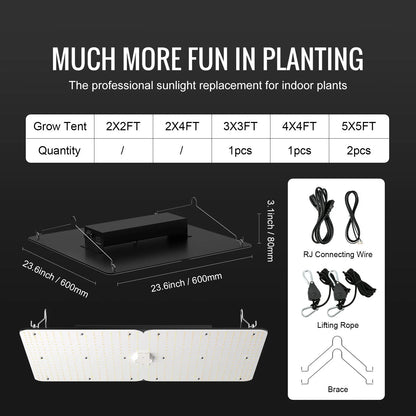 VEVOR LED Grow Light, 400W Full Spectrum Dimmable, High Yield Samsung 2B1B Diodes Growing Lamp for Indoor Plants Seedling Veg and Bloom Greenhouse Growing, Daisy Chain Driver for 4x4/5x5 ft Grow Tent - View 7