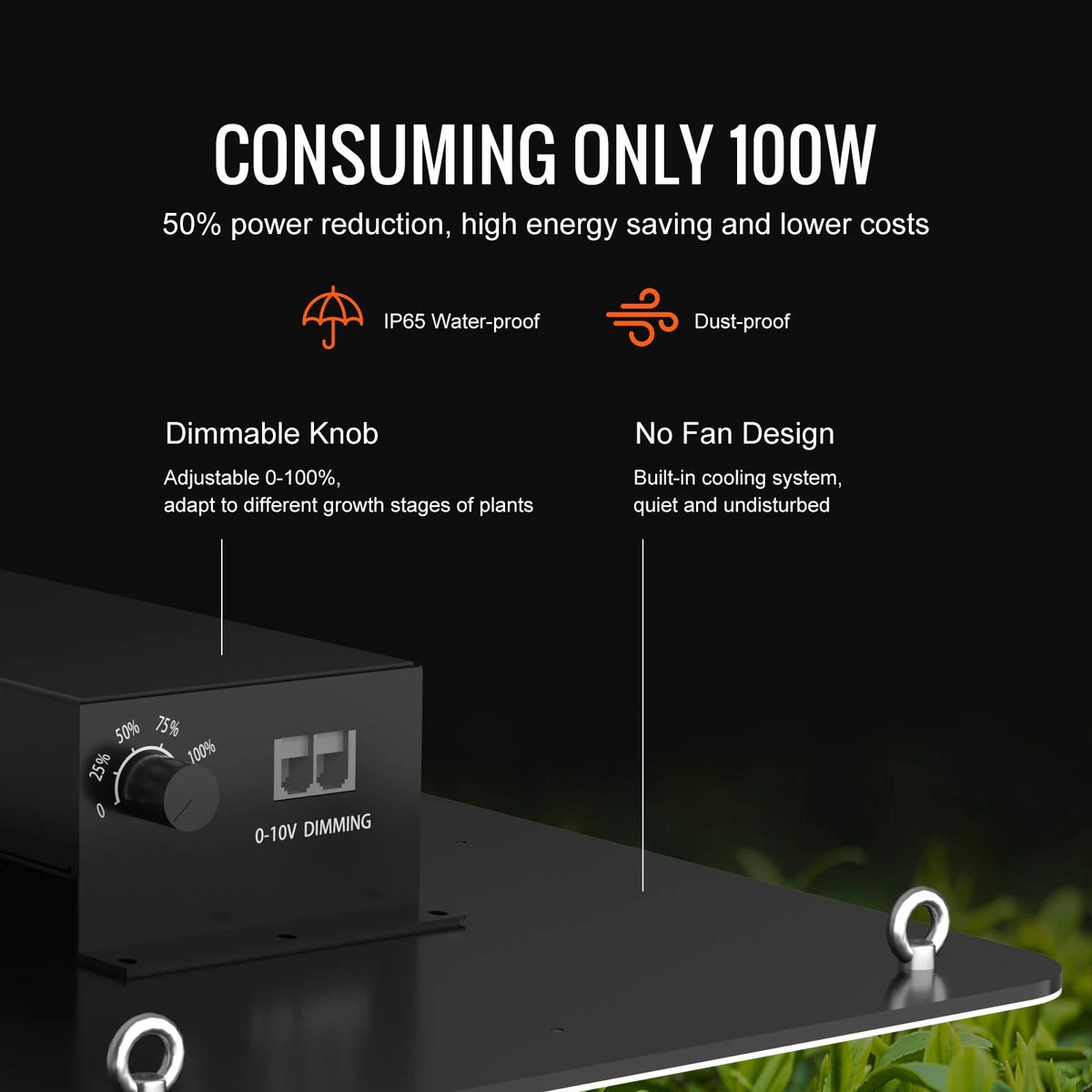 VEVOR LED Growth Illumination, 200W Full Spectrum Adjustable, Efficient Samsung 2B1B Diodes Light for Indoor Seedling, Vegetation and Flowering in Greenhouses, Daisy Chain Compatible for 1.2x2.4/3x3 f - View 6