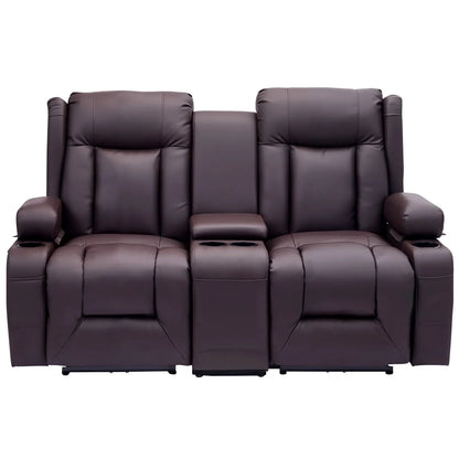 VEVOR Loveseat Recliner Sofa, Power Reclining Couch with Heating & Massage and Timer, PU Leather Electric Recliner Sofa with Center Console, USB Ports, Cup Holders and Side Bags for Living Room - View 10