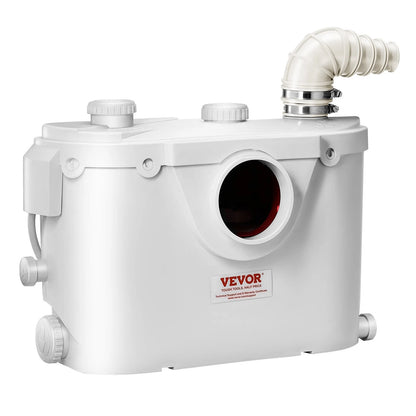 VEVOR Macerator Pump, 500W, 29 GPM Flow, 26 ft/8 m Head, Macerator Sewerage Toilet Pump with 4 Water Inlets, Waste Water Disposal Upflush Machine for Toilet, Basement, Shower, Sink, Laundry, Bathtub - View 10