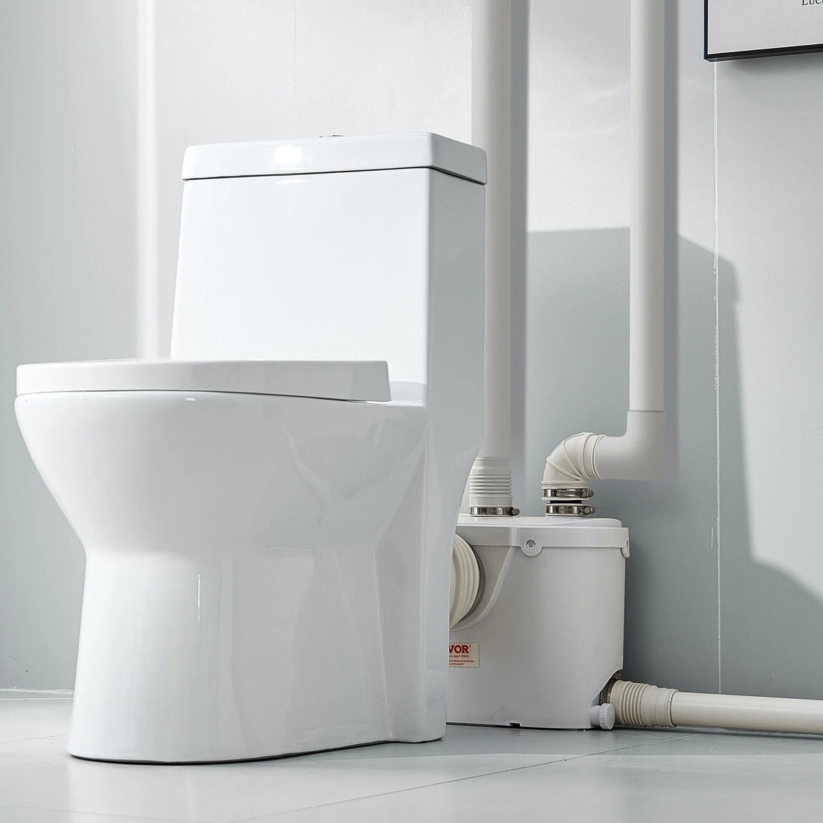 VEVOR Macerator Pump, 500W, 29 GPM Flow, 26 ft/8 m Head, Macerator Sewerage Toilet Pump with 4 Water Inlets, Waste Water Disposal Upflush Machine for Toilet, Basement, Shower, Sink, Laundry, Bathtub - View 7