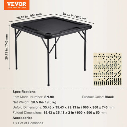 VEVOR Mahjong Table 4 Player Folding Card Table & 4 Cup Holders Chip Trays Black - View 7