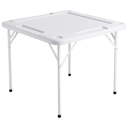 VEVOR Mahjong Table, Square 4 Player Folding Card Table with 4 Cup Holders & 4 Chip Trays, Portable Domino Game Table with 1 Set of Dominoes for Mahjong Poker Puzzles, 35.4 x 35.4-inch, White - View 9