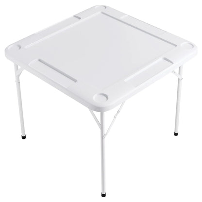 VEVOR Mahjong Table, Square 4 Player Folding Card Table with 4 Cup Holders & 4 Chip Trays, Portable Domino Game Table with 1 Set of Dominoes for Mahjong Poker Puzzles, 35.4 x 35.4-inch, White - View 10