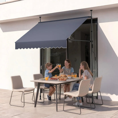 VEVOR Manual Retractable Awning, 78" Outdoor Retractable Patio Awning Sunshade Shelter, Height Adjustable Patio Door Window Canopy with Manual Crank Handle for Backyard, Garden, Balcony, Dark Gray