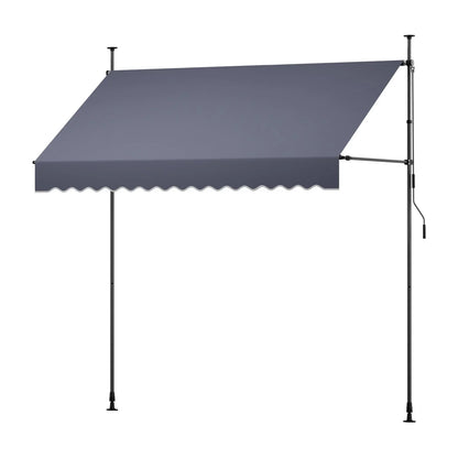 VEVOR Manual Retractable Awning, 98" Outdoor Retractable Patio Awning Sunshade Shelter, Height Adjustable Patio Door Window Canopy with Manual Crank Handle for Backyard, Garden, Balcony, Dark Gray - View 8