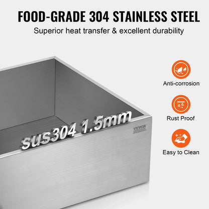 VEVOR Maple Syrup Evaporator Pan, 24.9 Gallon, 362 Cups of 8.8oz Maple Syrup, Flat Evaporator Pan with 1 Valve and 3 Heating Methods, 304 Stainless Steel Maple Syrup Pan for Home, Outdoor - View 2