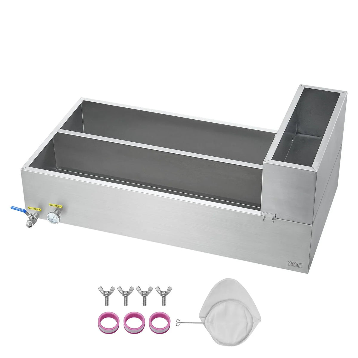 VEVOR Maple Syrup Evaporator Pan, 47 Gallon, 683 Cups of 8.8oz Maple Syrup, Flat Evaporator Pan with Thermometer, 2 Valves and 3 Heating Methods, 304 Stainless Steel Maple Syrup Pan for Home, Outdoor - View 8