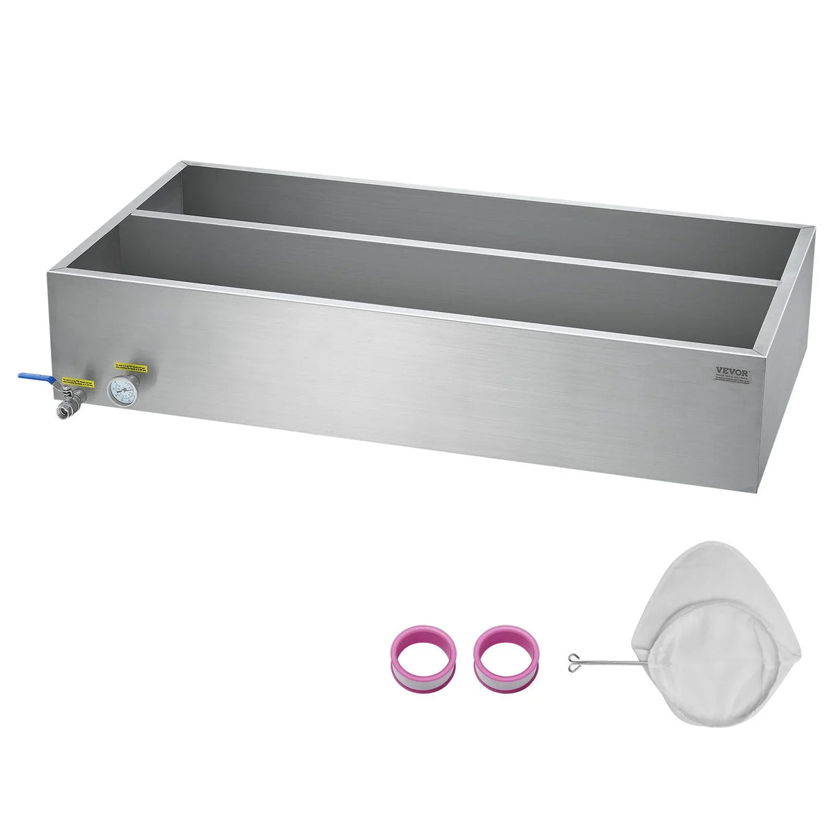 VEVOR Maple Syrup Evaporator Pan, 47 Gallon, 683 Cups of 8.8oz Maple Syrup, Flat Evaporator Pan with Thermometer, 1 Valve and 3 Heating Methods, 304 Stainless Steel Maple Syrup Pan for Home, Outdoor - View 8