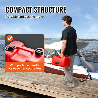 VEVOR Marine Fuel Tank, 3.17 Gallon/12L, Portable Boat Fuel Gas Tank for Outboard Engine Boats, Plastic Outboard Marine Boat Fuel Tank with Hose, Easy to Carry for Yacht, Fishing Boat, Deck Boat, Red - View 5