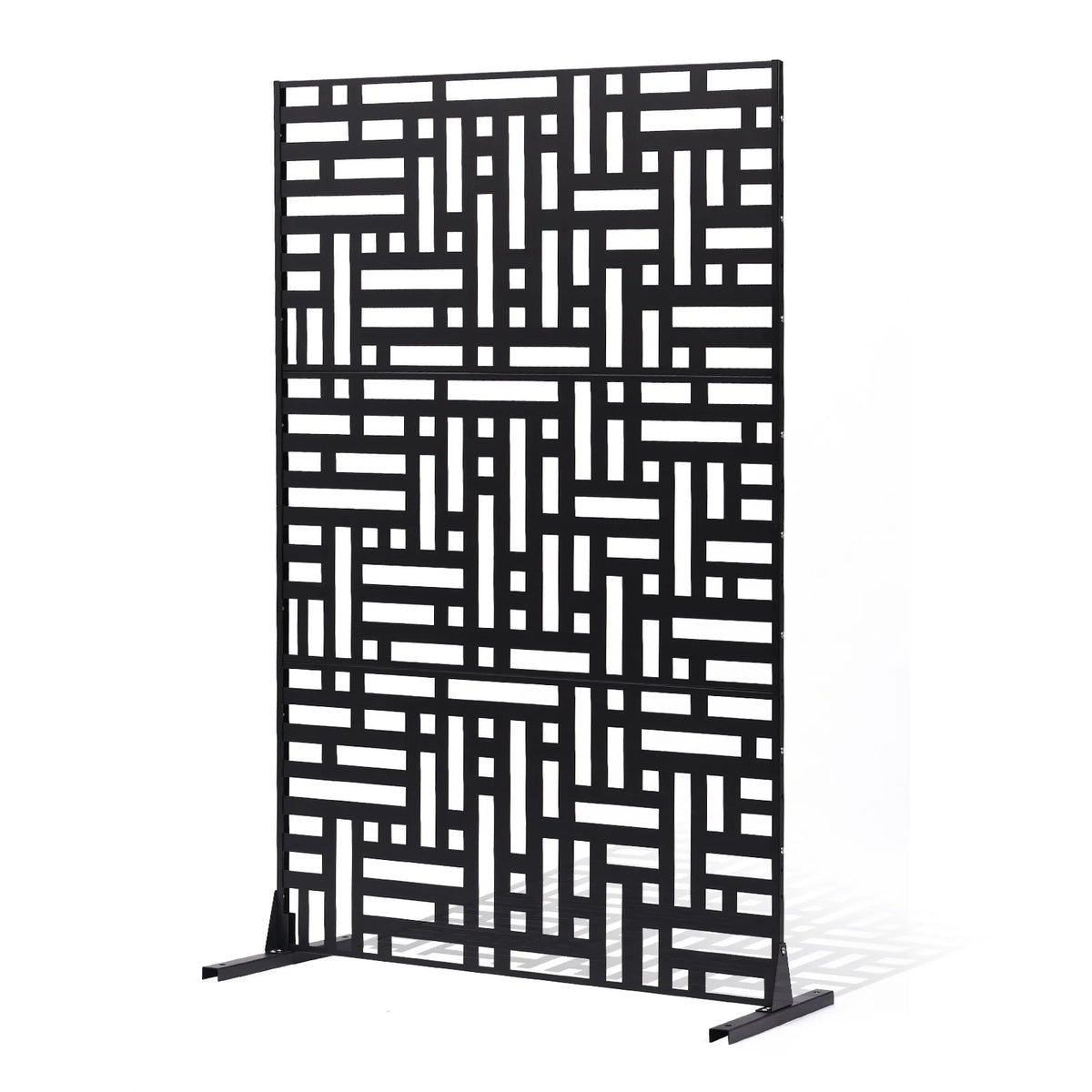 VEVOR Metal Privacy Screen, 47" W x 76" H, Outdoor Privacy Screens 3-Panel, Freestanding Outdoor Divider with Stand, Decorative Garden Steel Privacy Fence for Balcony Patio Indoor Room Hot Tub Black - View 10