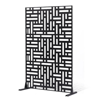 VEVOR Metal Privacy Screen, 47" W x 76" H, Outdoor Privacy Screens 3-Panel, Freestanding Outdoor Divider with Stand, Decorative Garden Steel Privacy Fence for Balcony Patio Indoor Room Hot Tub Black - View 10